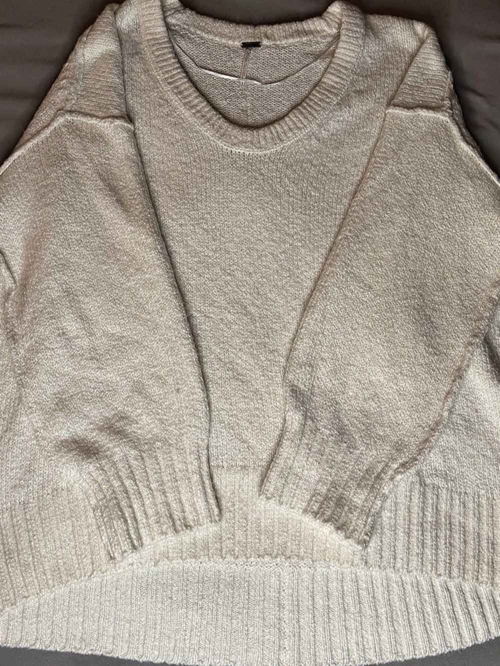 Free People Ottoman Slouchy Tunic Cream Knit Sweater Small